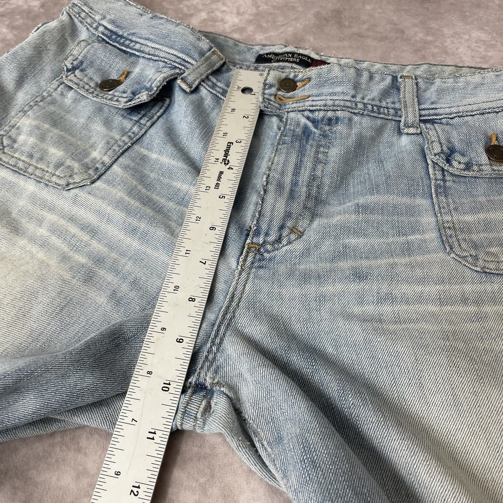 AE Flare Jeans Womens 12 Distressed Y2K Stretch‎ Festival Grunge Vintage Style - Picture 8 of 12